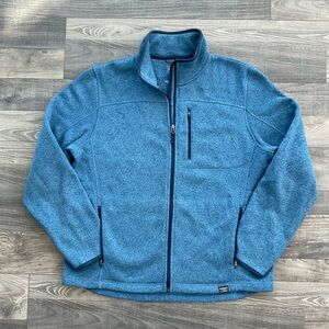 LL Bean Sweater Fleece Full Zip Jacket Men’s LARGE Blue Slightly Fit 502207